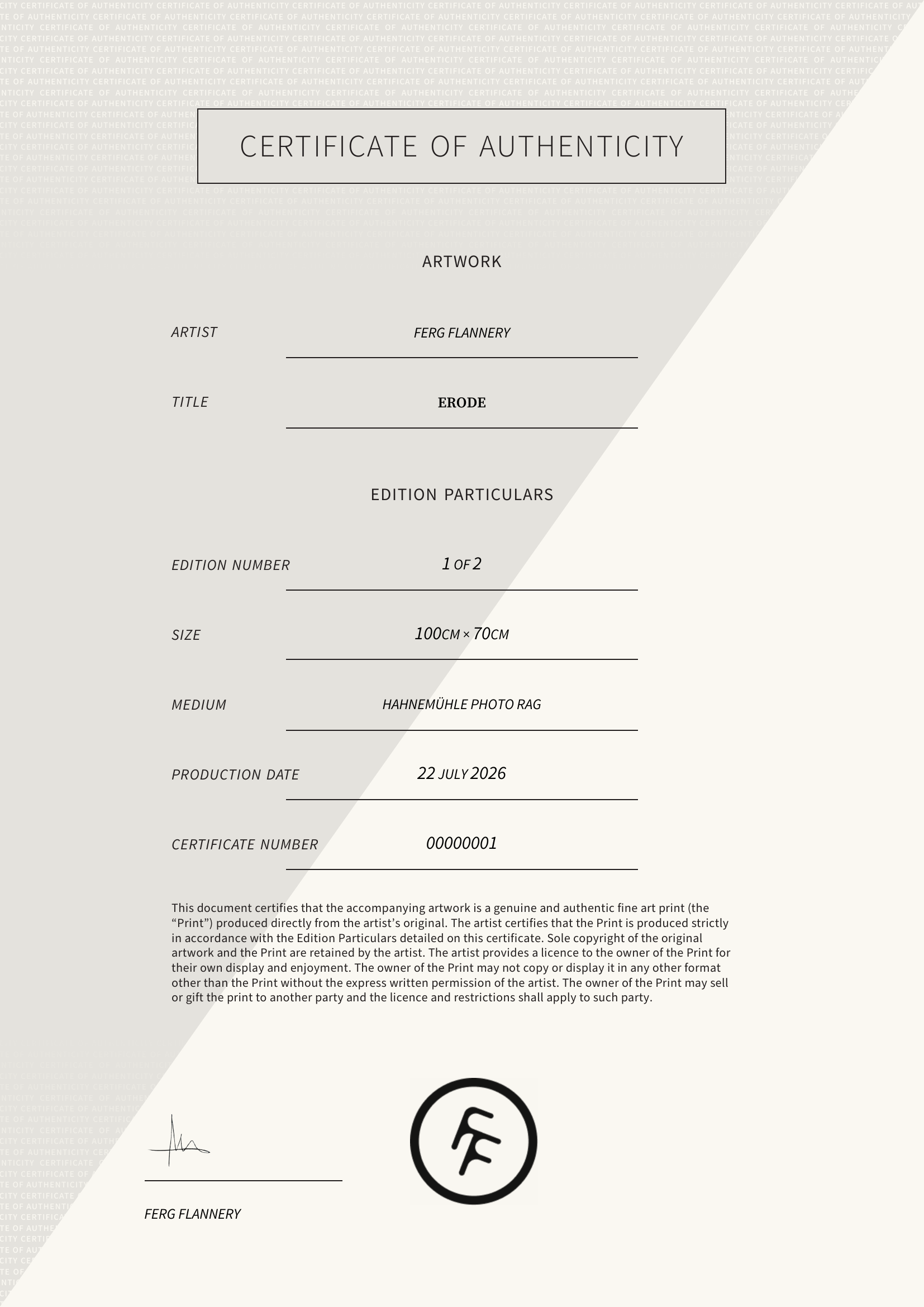 erode — Certificate of Authenticity
